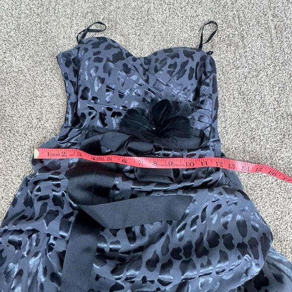 Le Chateau Vintage Y2K Grey Leopard Bow Formal Mini Dress - Picture 12 of 12